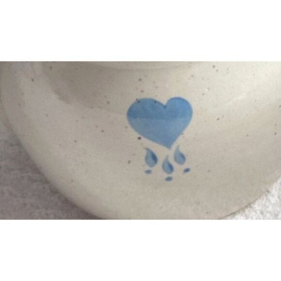 Stoneware Ceramic Creamer With Lid Blue Heart Design Unique Heart 7" - Picture 2 of 15